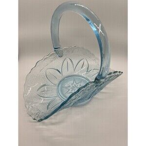 Fenton Blue Glass Basket With Handle